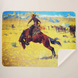 Cobertor Sherpa Frederic Remington Um Dia Frio No Rancho