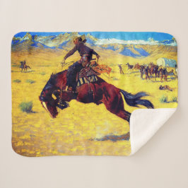 Cobertor Sherpa Frederic Remington Um Dia Frio No Range