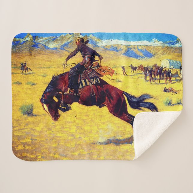 Cobertor Sherpa Frederic Remington Um Dia Frio No Range (Frente (Horizontal))