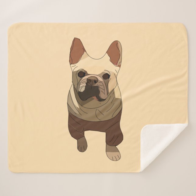 Cobertor Sherpa French Bulldog, Soft Peach (Frente (Horizontal))