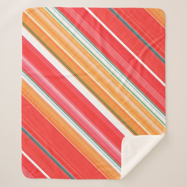 Cobertor Sherpa Fresco e Vermelho Brilhante e Faixa Amarela (Frente)