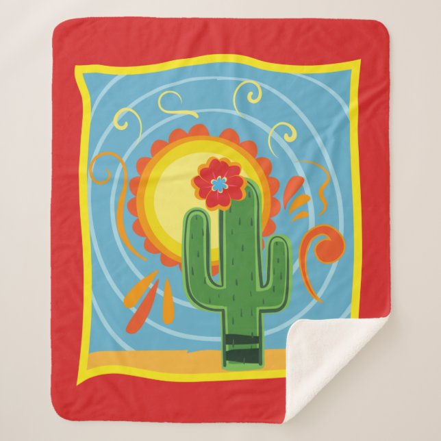 Cobertor Sherpa Frida Kahlo Cactus Graphic (Frente)