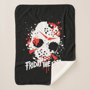Cobertor Sherpa Friday the 13th Paint Splatter Hockey Mask