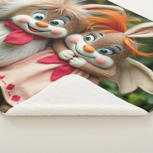 Cobertor Sherpa „Fröhliche Hasenfreunde im Frühlingsgarten“ (3/4)