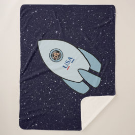 Cobertor Sherpa Fronteira de Cachorro do Foguete KiniArt Terrier S