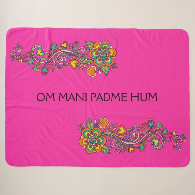 Cobertor Sherpa Fronteira de Gavinhas do Poder Floral Retro 18 + s (Frente (Horizontal))