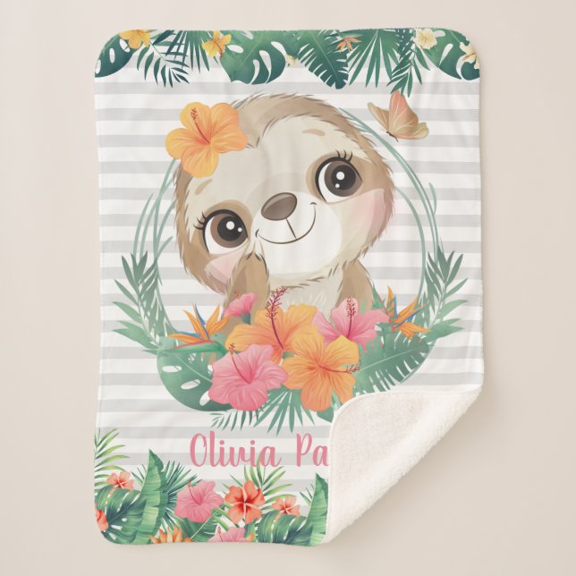 Cobertor Sherpa Fronteiras tropicais Flores de Hibiscus Costumam-s (Frente)