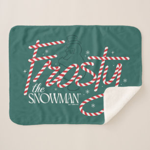 Cobertor Sherpa Frosty the Snowman Candy Cane Logo