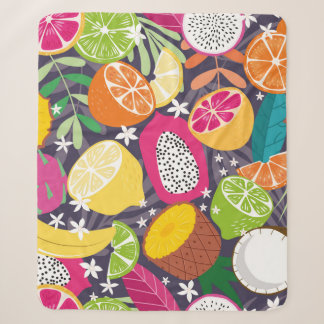 Cobertor Sherpa Fruit seamless pattern, collection of exotic tropi