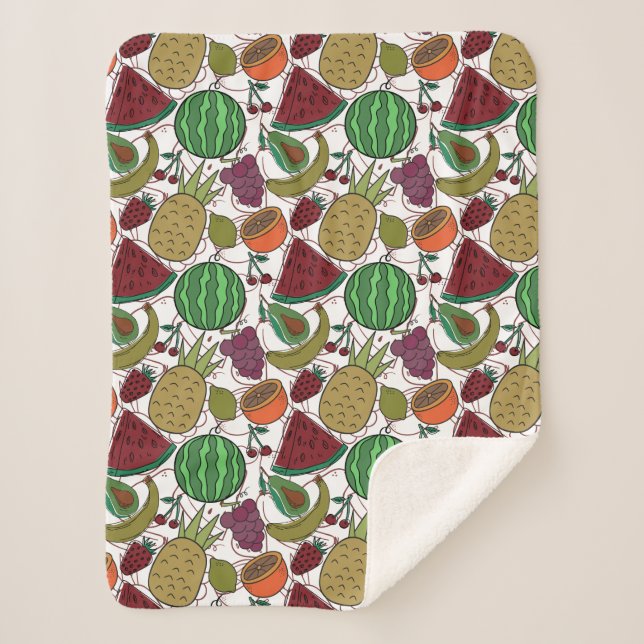 Cobertor Sherpa Fruit seamless pattern | Fruit surface pattern 25 (Frente)