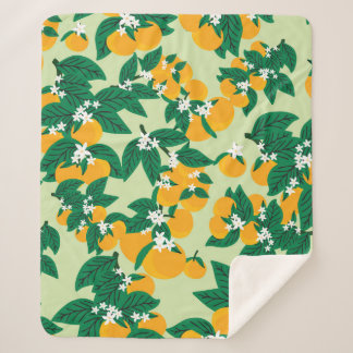 Cobertor Sherpa Fruta cor de laranja com vinhetas verdes