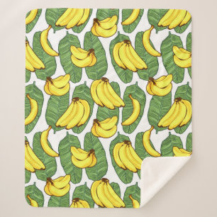 Cobertor Sherpa Fruta de Banana deixa padrão tropical