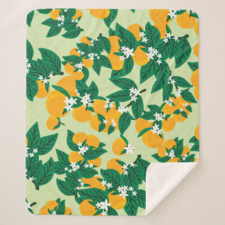 Cobertor Sherpa Fruta de laranja: padrão de vinheta verde.