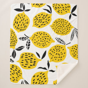 Cobertor Sherpa Fruta de limão: vintage com design.