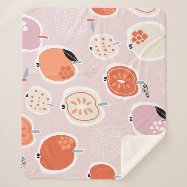 Cobertor Sherpa Fruta de maçã, abstrato, padrão de verão (Frente)