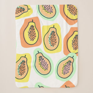 Cobertor Sherpa Fruta de mamão desenhado à mão com um padrão c