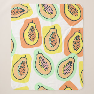 Cobertor Sherpa Fruta de mamão desenhado à mão com um padrão c