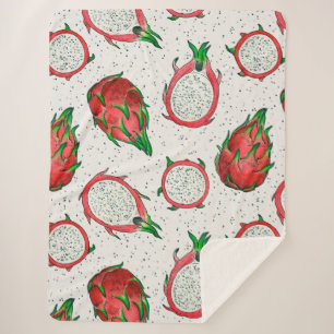 Cobertor Sherpa Fruta do dragão vermelho em branco