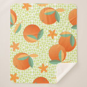 Cobertor Sherpa Fruta Exótica Laranja: Vintage Tropical.