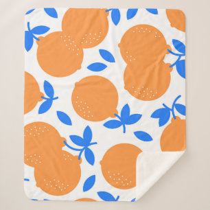 Cobertor Sherpa Fruta Laranja: Padrão Infinito De Balança Azul.