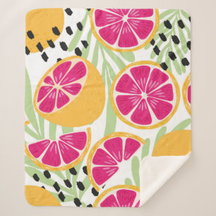 Cobertor Sherpa Fruta sem costura, toranja com l tropical