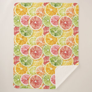 Cobertor Sherpa Frutas Cítricas Lima Limão Laranja Toranja