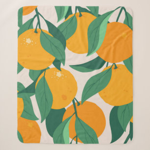 Cobertor Sherpa Frutas de laranja e folhas sem soldadura