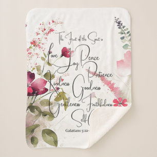 Cobertor Sherpa Fruto do Espírito floral rosa