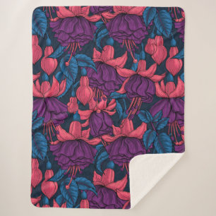 Cobertor Sherpa Fúcsia em azul e roxo