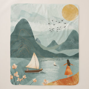 Cobertor Sherpa Fuga Romântica da Montanha do Lago Teal do Sol Dou