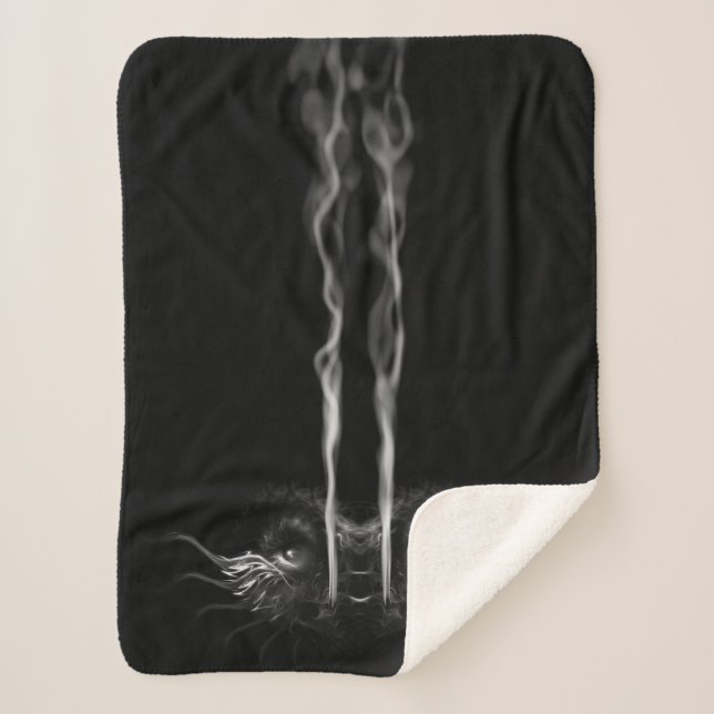 Cobertor Sherpa Fumaça de Dragão Negro (Frente)