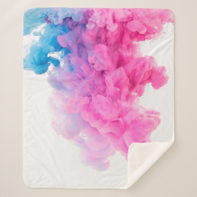Cobertor Sherpa fundo azul-rosa abstrato (Frente)