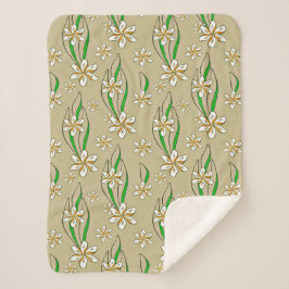 Cobertor Sherpa Fundo branco monograma floral bege