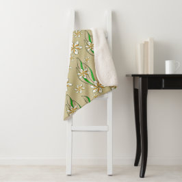 Cobertor Sherpa Fundo branco monograma floral bege