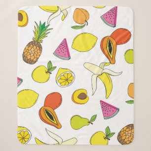 Cobertor Sherpa Fundo com frutas suculentas. Fruta sem costura