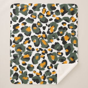Cobertor Sherpa Fundo de Impressão de Animais Leopard