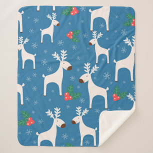 Cobertor Sherpa Fundo de inverno com veados (padrão sem costura)