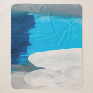 Cobertor Sherpa Fundo de pintura de Abstrato azul, Cinza e branco
