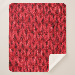 Cobertor Sherpa Fundo de textura de lã de tricô vermelho.