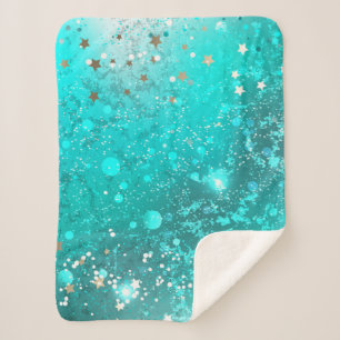 Cobertor Sherpa Fundo do Mint Turquoise Foil