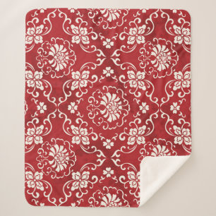 Cobertor Sherpa Fundo espiral chinês vermelho.