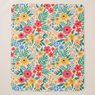 Cobertor Sherpa Fundo floral ventiço. Patch de colheita sem costu