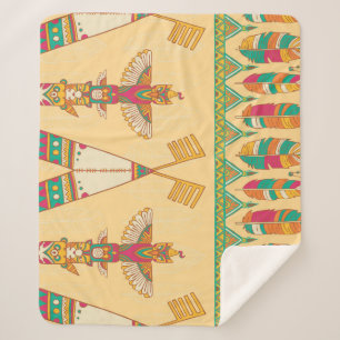 Cobertor Sherpa Fundo Ornamental Indígenas Americano Nativo.