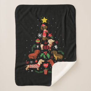 Cobertor Sherpa Funny Dachshund Christmas Tree