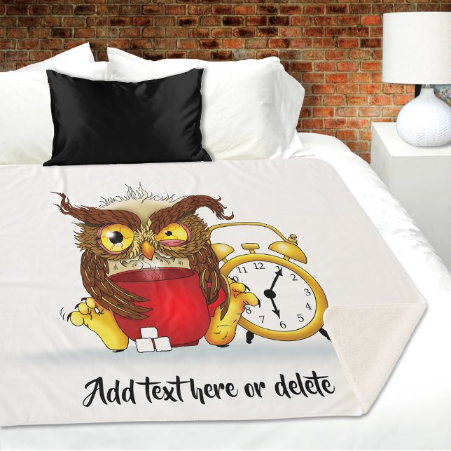 Cobertor Sherpa Funny Morning Cranky Owl (Criador carregado)