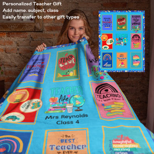 Cobertor Sherpa Funny Teacher Quotes Best Gift Ever Add Name Thank