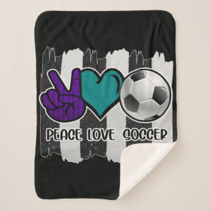 Cobertor Sherpa Futebol de amor à paz em branco e preto