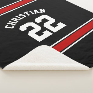 Cobertor Sherpa Futebol personalizado Jersey Novelty Sport Red