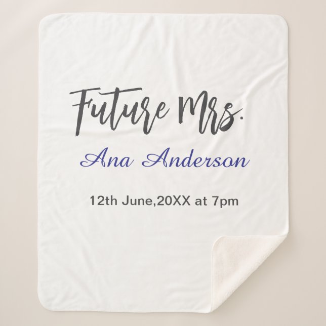 Cobertor Sherpa Futuro apelido da sra noiva a ser roxo cinza nome  (Frente)