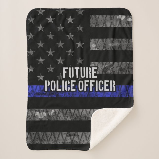 Cobertor Sherpa Futuro Oficial Policial Thin Blue Line Afetado Fl (Frente)